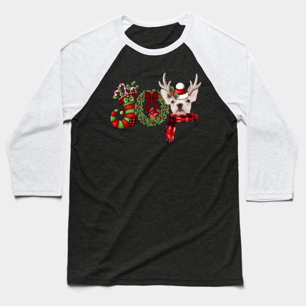 Christmas Joy Dwarf Stocking Reindeer French Bulldog Baseball T-Shirt by Ripke Jesus